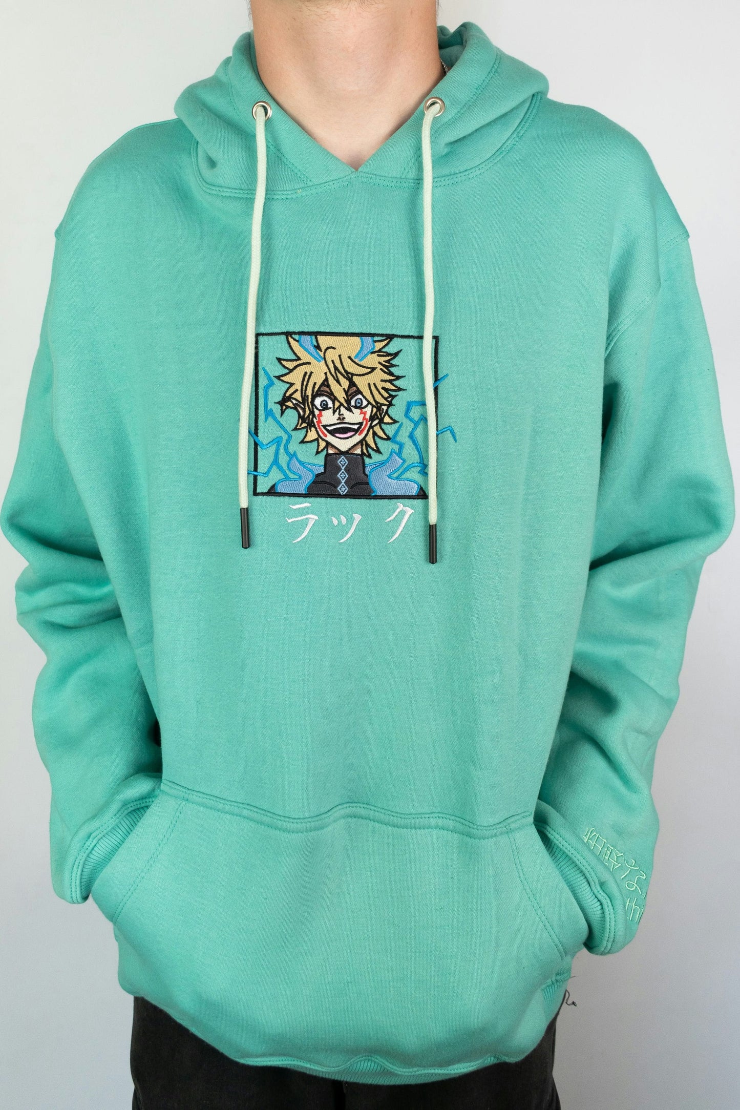 Luck Embroidered Mint Green Hoodie