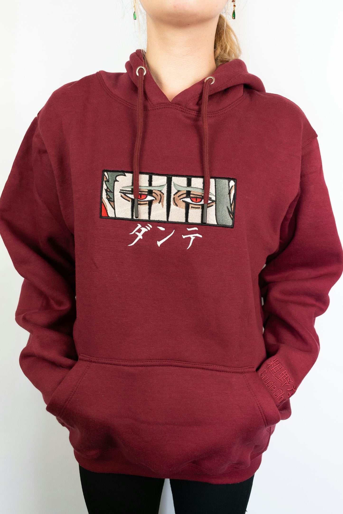 Dante Embroidered Dark Red Hoodie