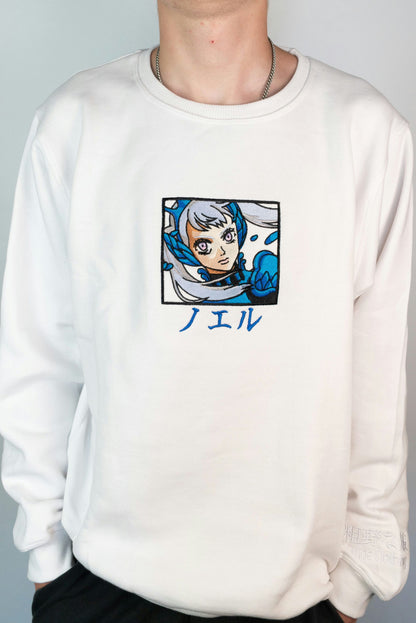Noelle Embroidered White Crewneck
