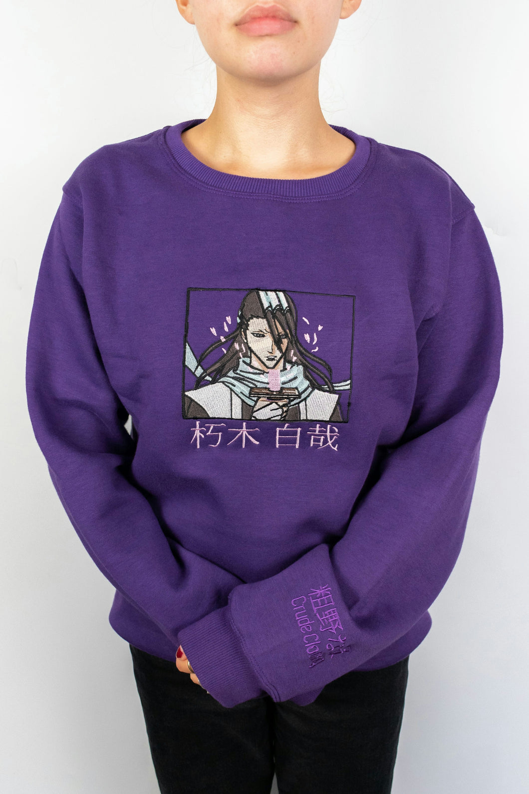 Byakuya  Embroidered Purple Crewneck