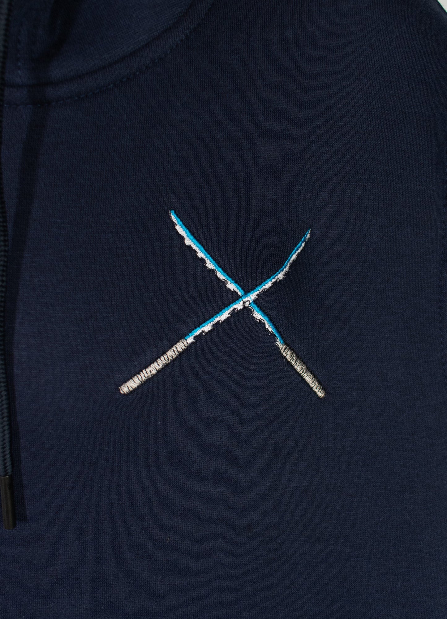 Inosuke Swords Embroidered Dark Blue Hoodie