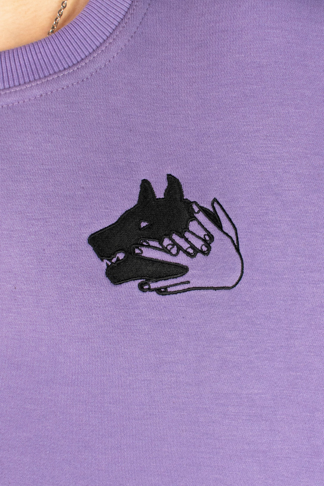 Megumi Hands Embroidered Light Purple Crewneck
