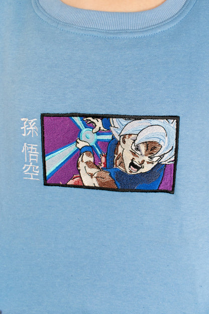 Goku UI Light Blue Embroidered Crewneck