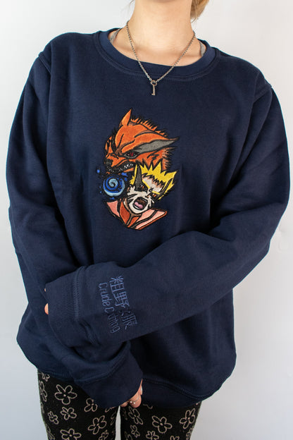 Baryon Naruto Dark Blue Embroidered Crewneck