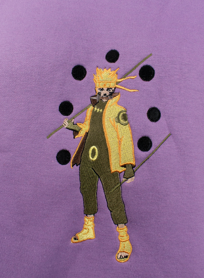 Sage of Six Paths Naruto Purple Embroidered Crewneck