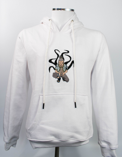 Shikamaru White Embroidered Hoodie