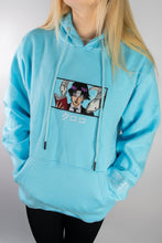 Load image into Gallery viewer, Chrollo Lucilfer Embroidered w/ Print Light Blue Hoodie
