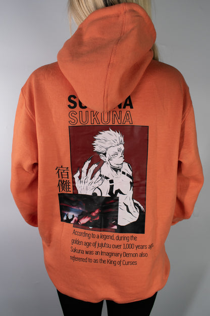 Sukuna Embroidered w/ Print Light Orange Hoodie