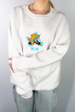 Load image into Gallery viewer, Zenitsu Embroidered White Crewneck

