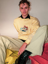 Load image into Gallery viewer, Nami Embroidered w/ Print on Back Pastel Yellow Crewneck

