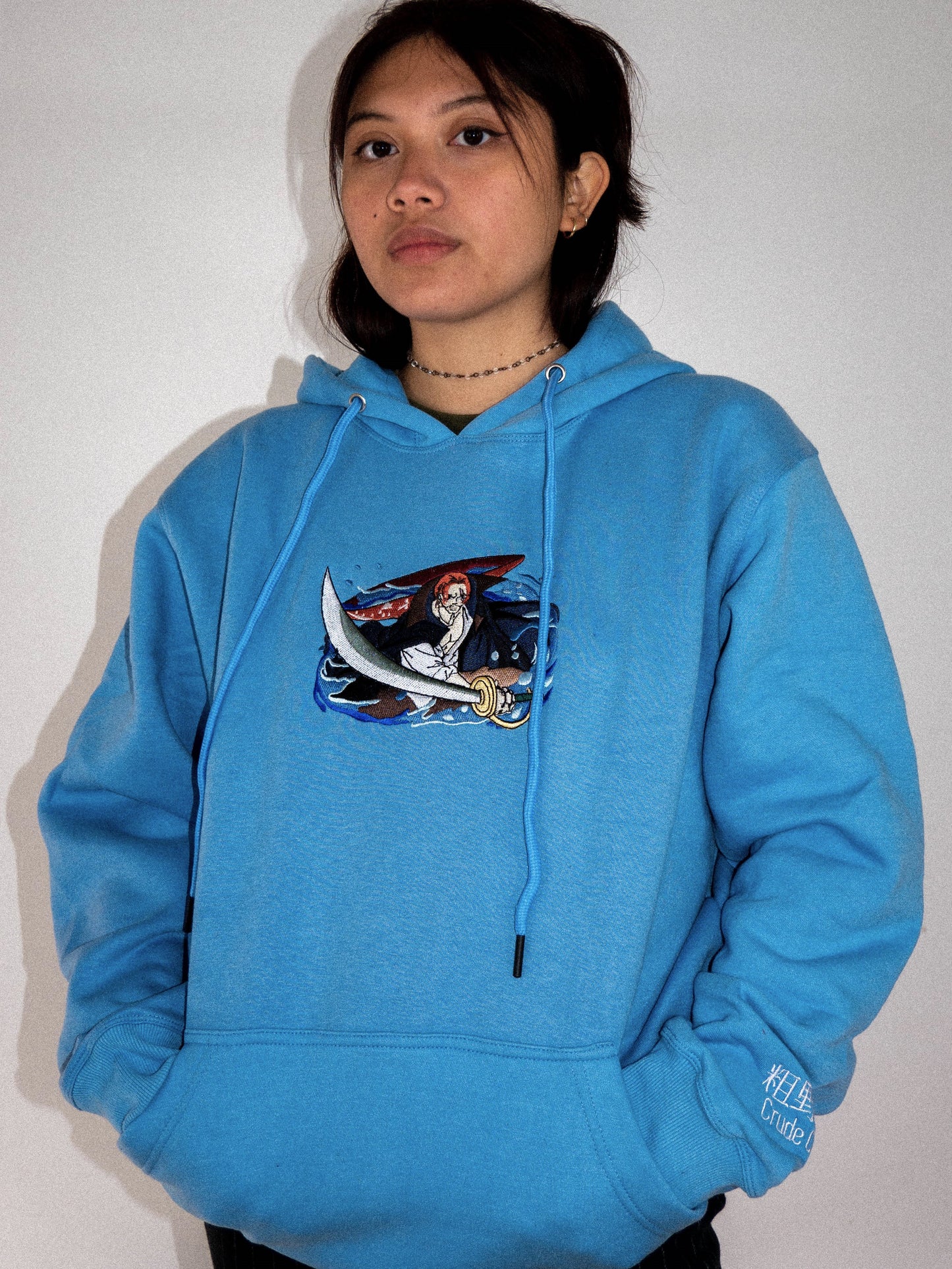 Shanks Embroidered w/ Print on Back Sky Blue Hoodie